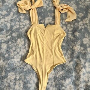 Yellow Bow Strap Bodysuit